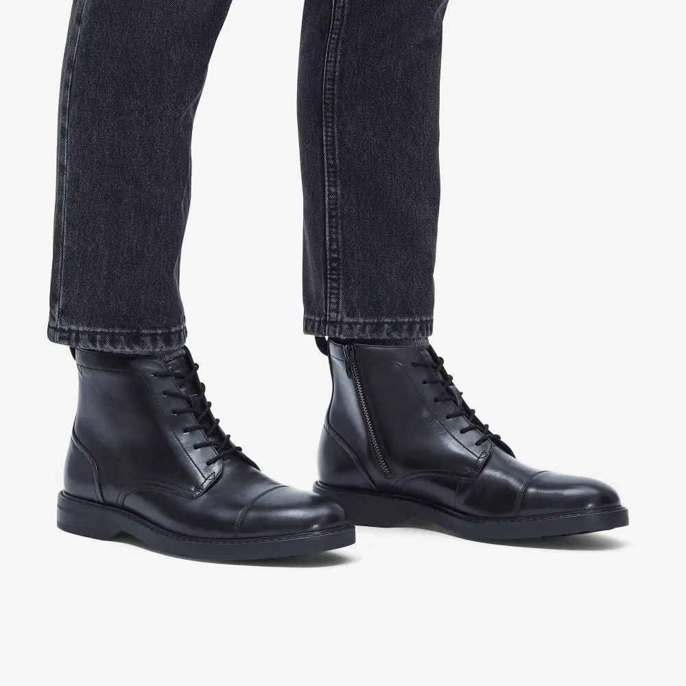 Mens Aldwin Cap Black Leather Oxford Boots online
