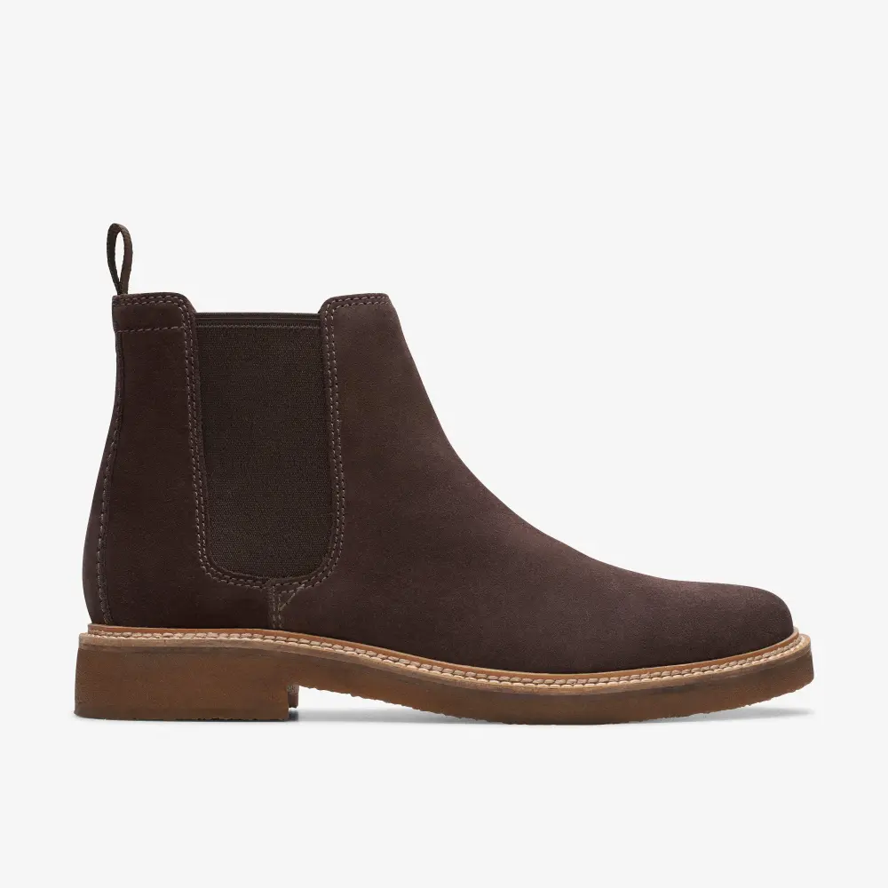 Men’s Clarkdale Easy Dark Brown Suede Chelsea Boots online