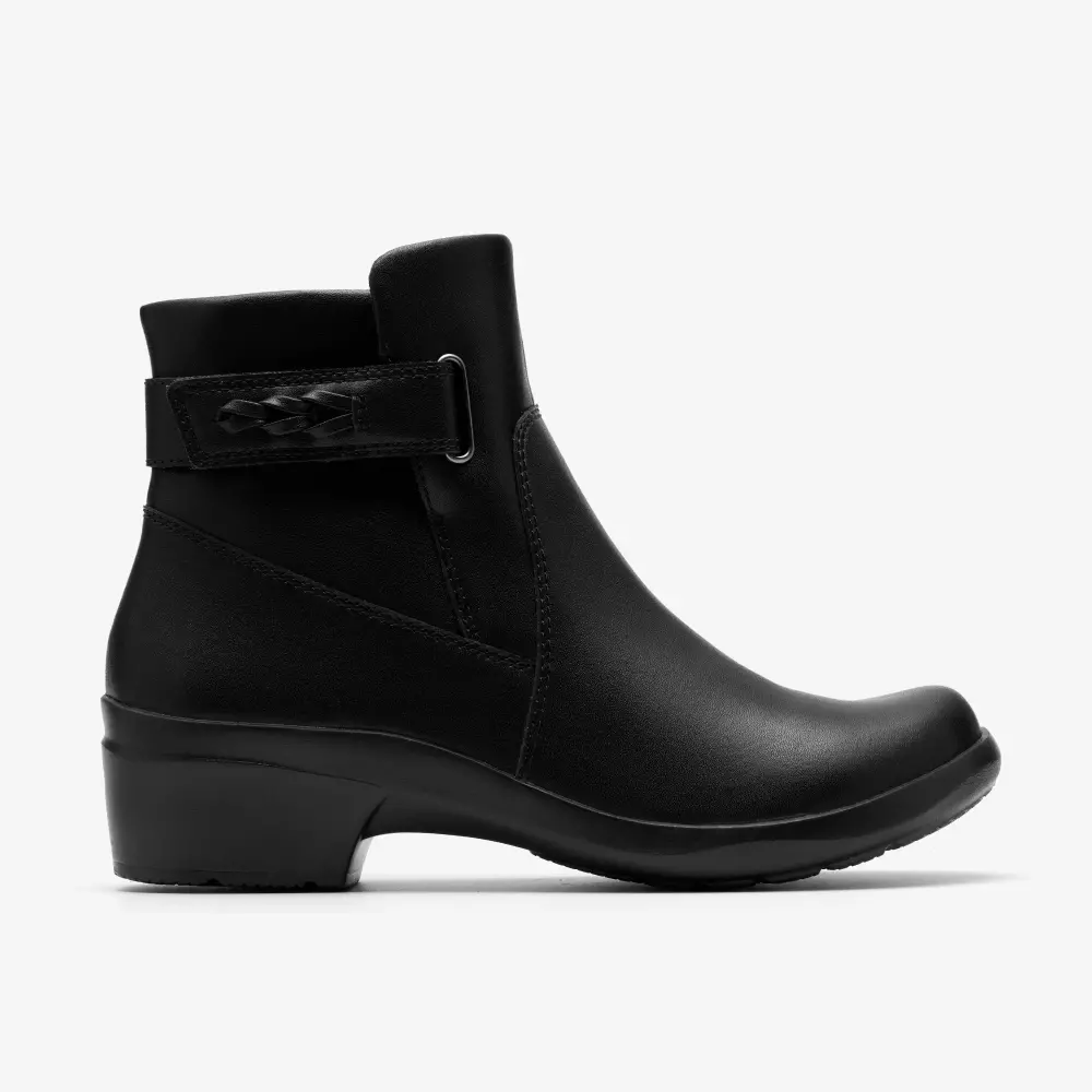 Womens Angie Serena Black Leather Ankle Boots online