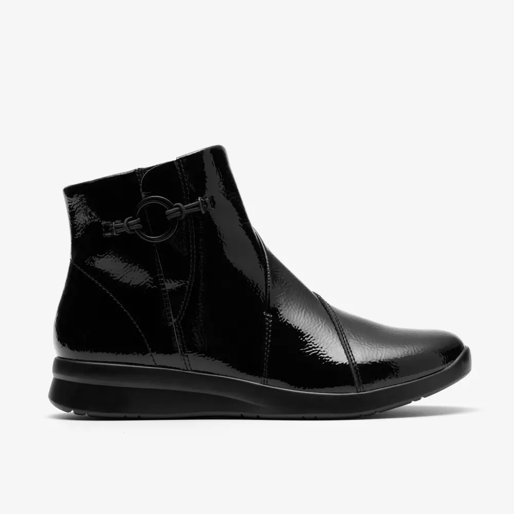 Womens Ellowyn Deva Black Crinkle Patent Ankle Boots online